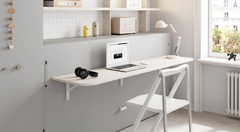 Cama abatible individual con mesa elevable. - Imagen 3