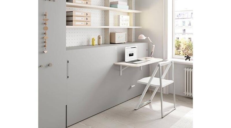 Cama abatible individual con mesa elevable. - Imagen 5