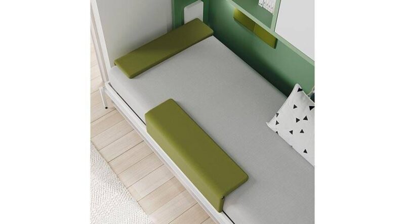 Cama abatible horizontal individual con mesa y armario. - Imagen 6