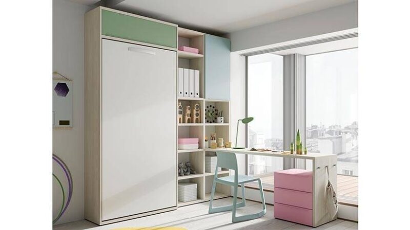 Mueble cama abatible vertical para dormitorios juveniles