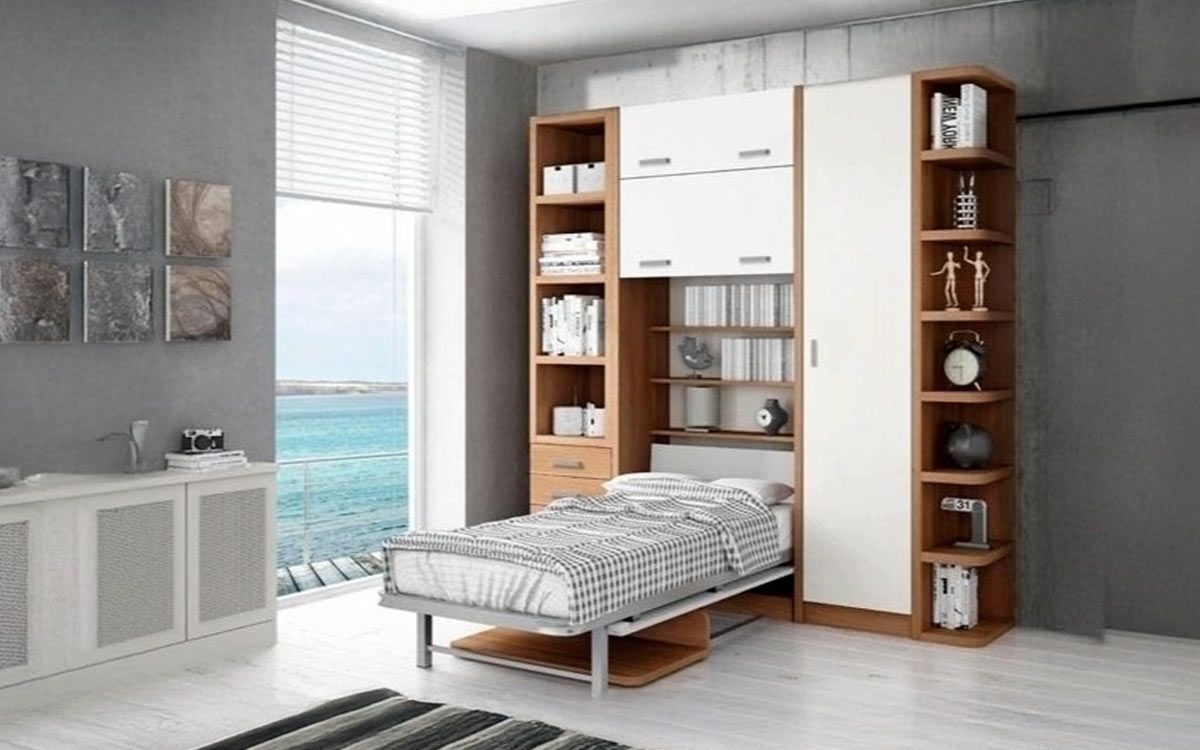 Cama abatible vertical de 90 x 190 con mesa - Imagen 2