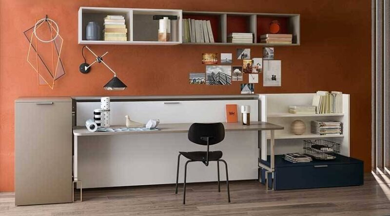 Mueble cama horizontal con mesa