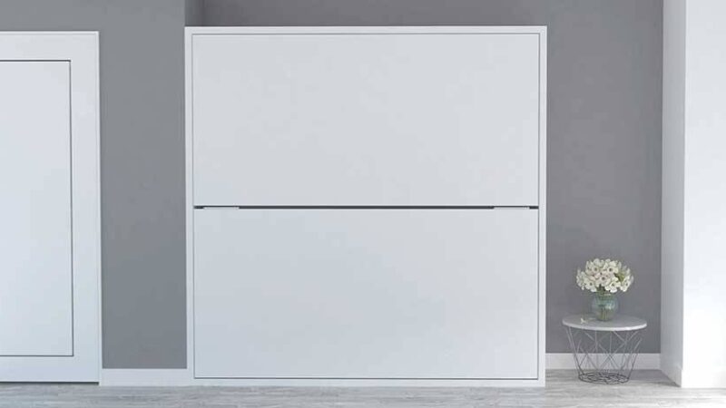 Litera abatible horizontal lacada en blanco, ideal para ambientes modernos