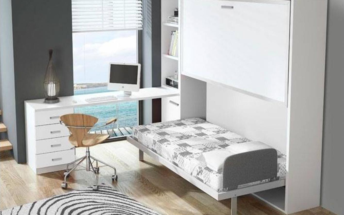 Litera abatible horizontal metálica de poco fondo y diseño funcional.