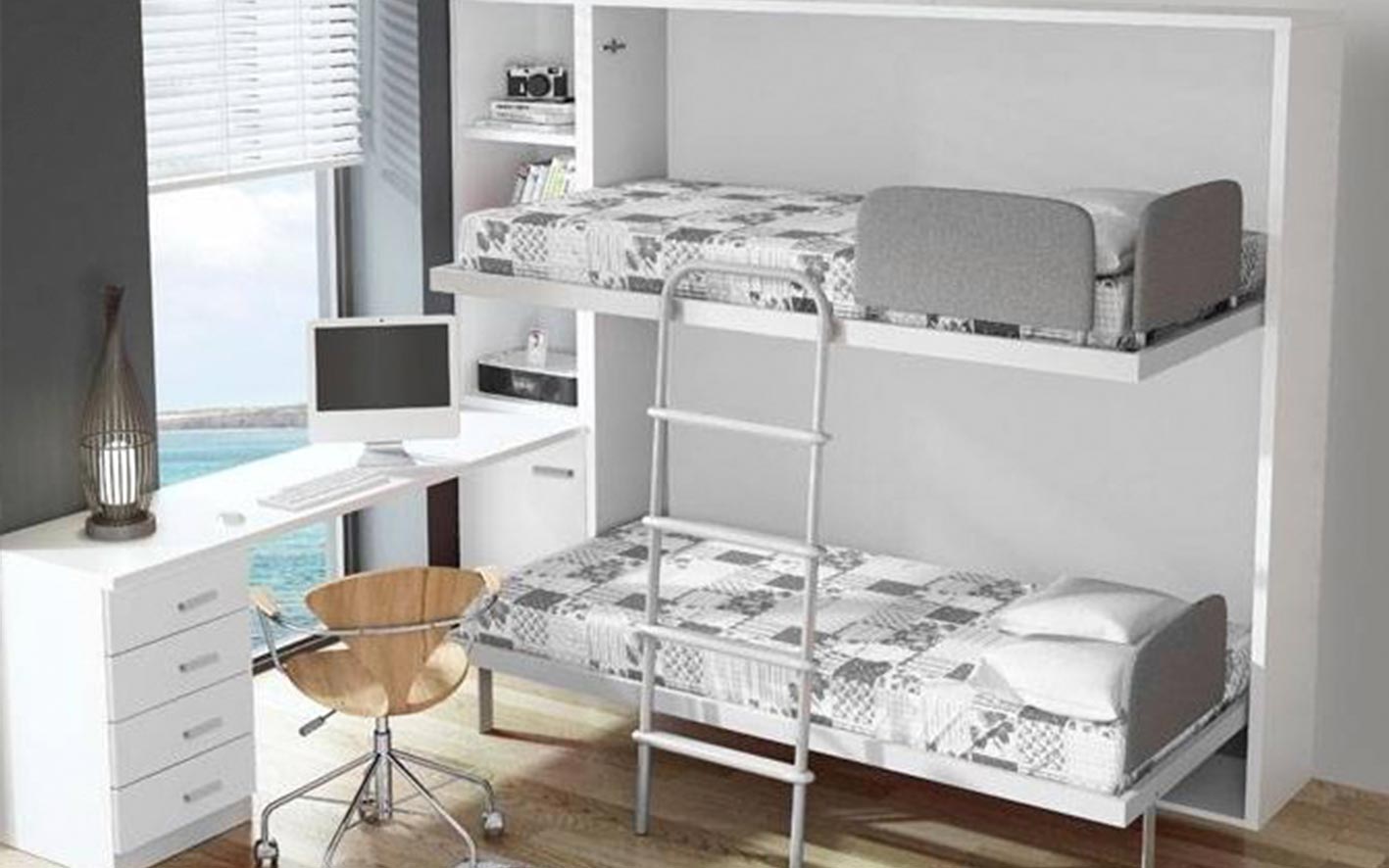 Litera abatible horizontal metálica de poco fondo y diseño funcional.