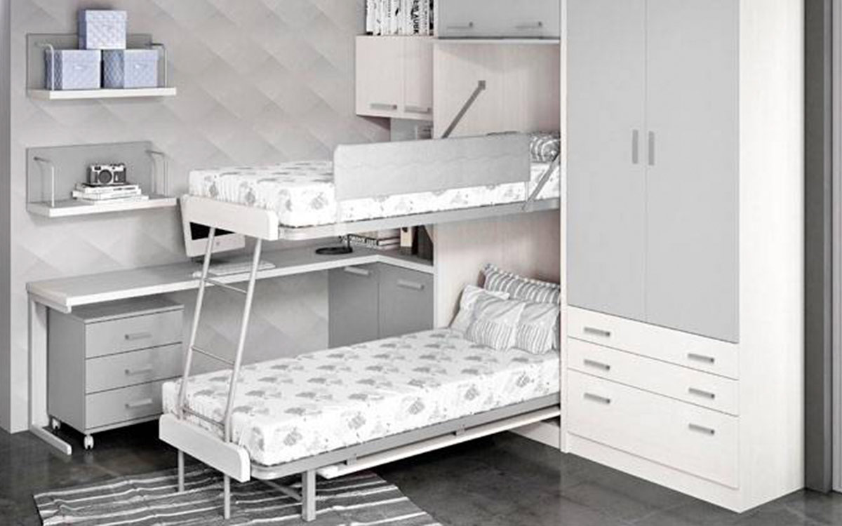 Litera abatible vertical con apertura independiente y somieres de lamas