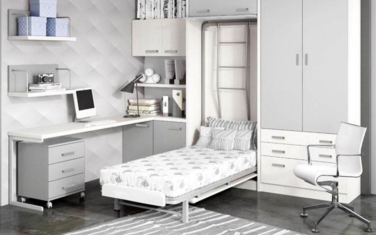 Litera abatible vertical con apertura independiente y somieres de lamas