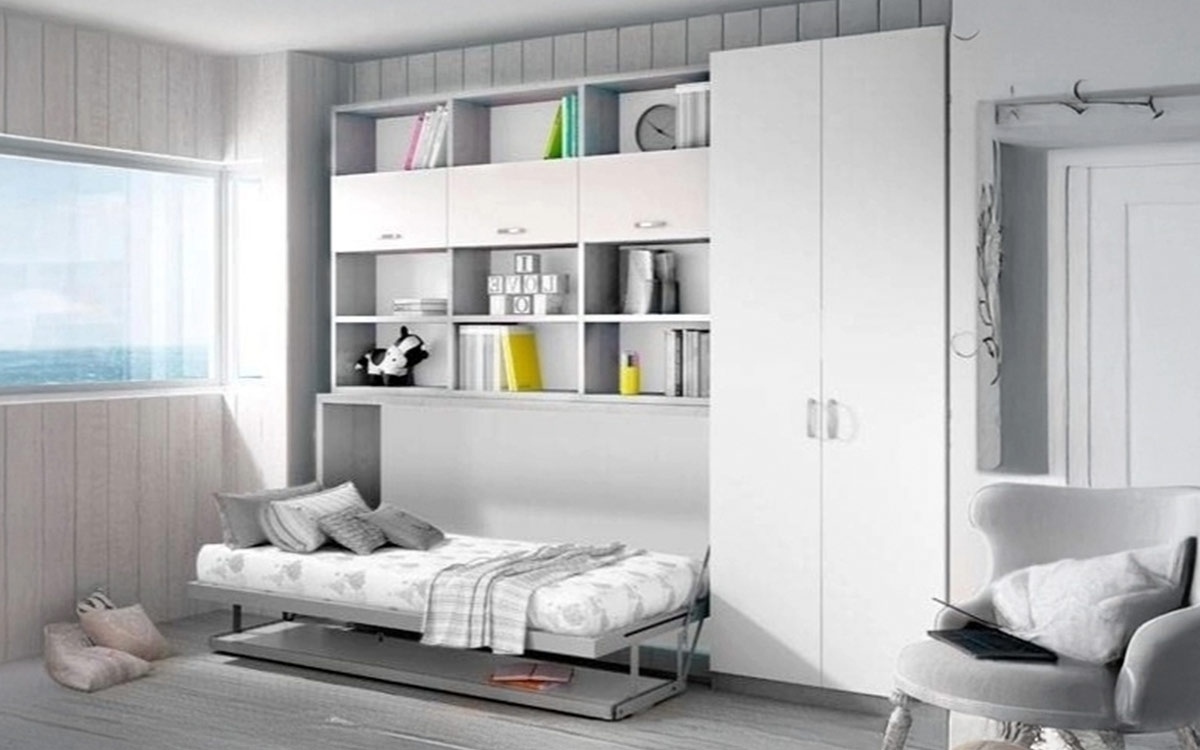 Mueble cama abatible horizontal de 90 x 190, con mesa - Imagen 2