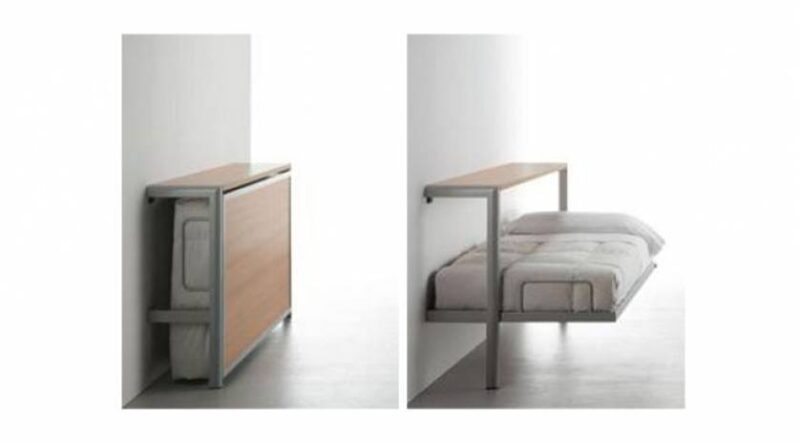 Ligera cama horizontal con estructura metálica vista
