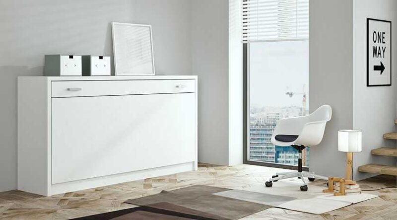 Mueble cama abatible horizontal, para espacios reducidos.
