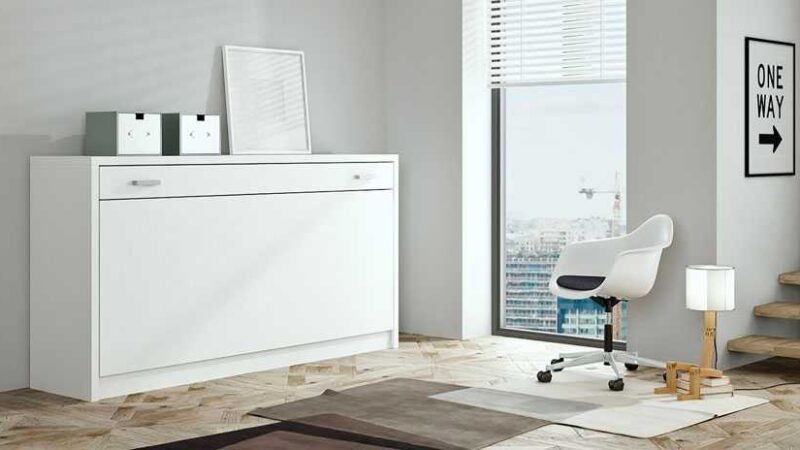 Mueble cama abatible horizontal, para espacios reducidos.