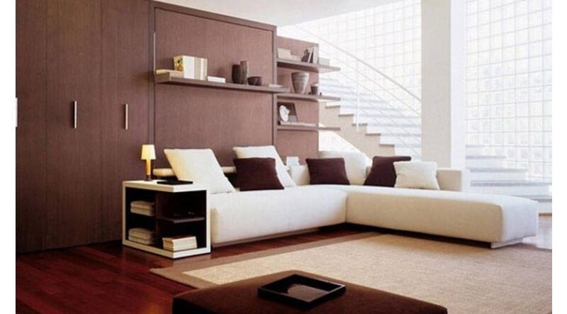 Mueble cama con sofá frontal grande.