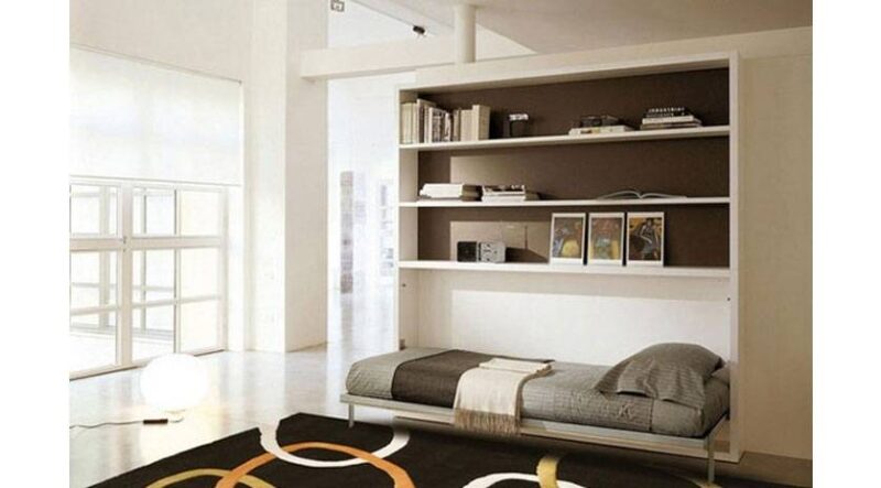 Mueble cama compuesto por cama individual y librería