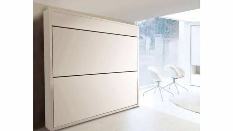 mueble cama con litera abatible horizontal, fácilmente integrable en el entorno ocupando muy poco espacio.