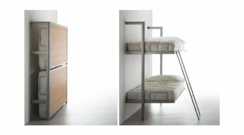 Cama litera plegable. Litera abatible a la pared.