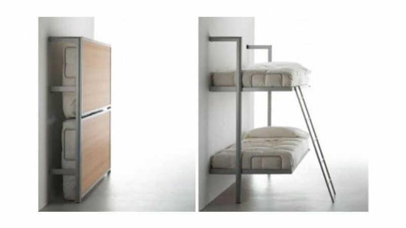 Cama litera plegable. Litera abatible a la pared.