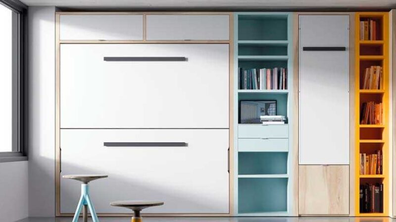 mueble litera plegable, abatible en horizontal.