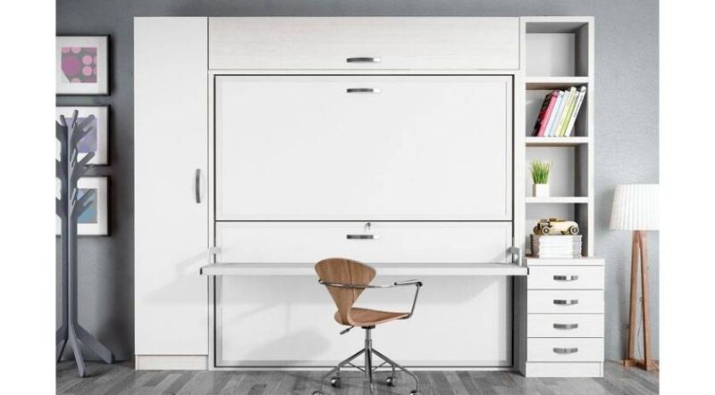 Escritorio convertible en litera. Mueble minimalista y ligero.