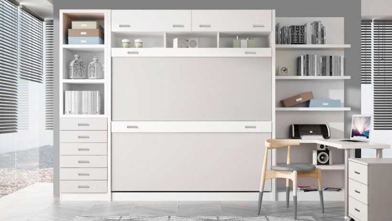 Litera abatible horizontal. Dos camas de 90 cm plegables.