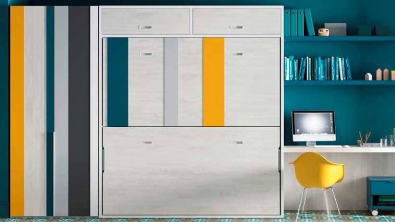 Mueble cama con litera abatible para habitación juvenil
