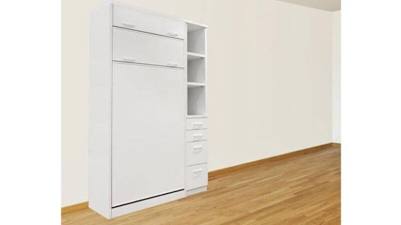 Mueble cama con litera vertical abatible, color blanco