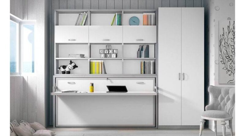 Mueble cama abatible horizontal de 90 x 190, con mesa