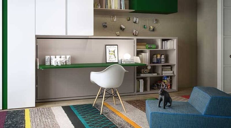Cama abatible individual con mesa abatible