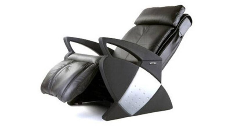 Sillón de masaje ultramoderno tapizado en piel flor de color negro