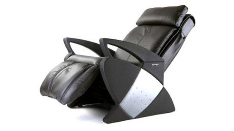 Sillón de masaje ultramoderno tapizado en piel flor de color negro