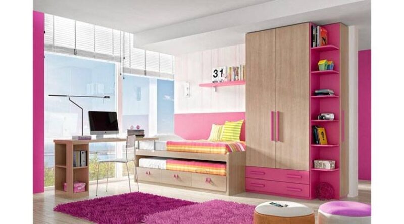 Habitación en ángulo en haya y fucsia - Imagen 2