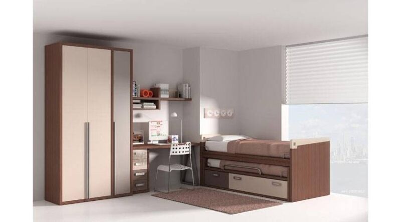 Dormitorio con cama nido, somier inferior y cajones - Imagen 2