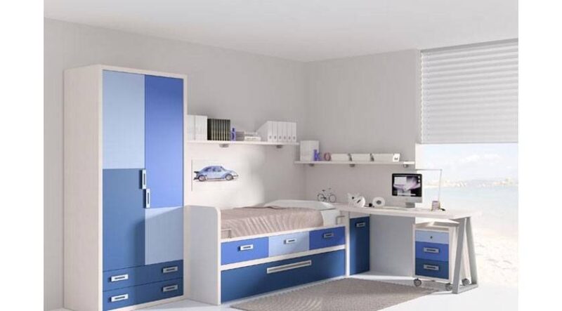 Dormitorio con cama nido, cajones y somier inferior - Imagen 2