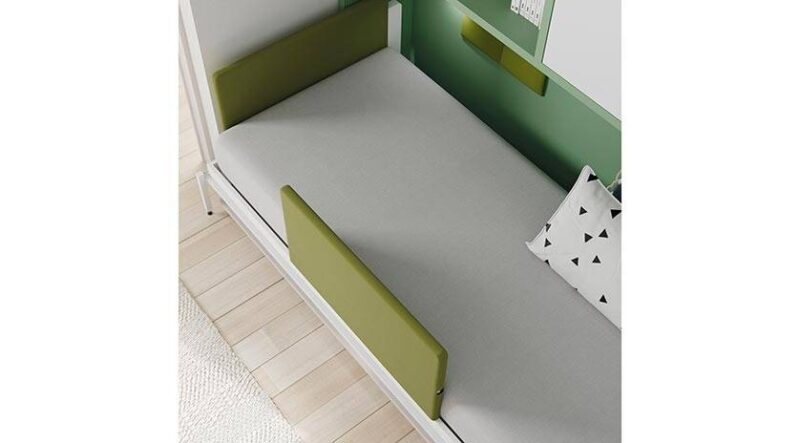 Mueble cama abatible con mesa delante y armarios arriba - Imagen 4