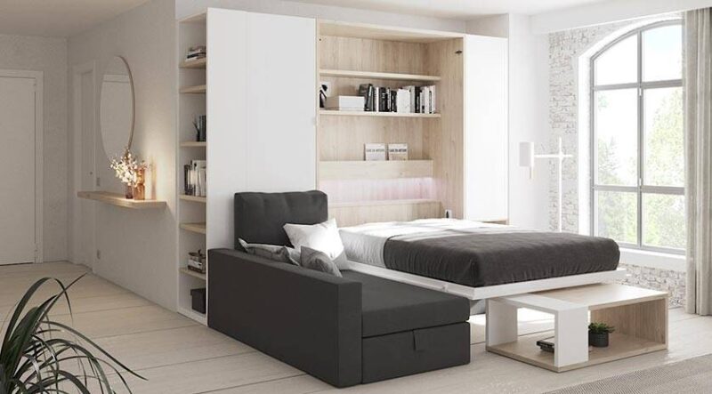 Cama abatible de matrimonio con sofá y chaiselongue - Imagen 4