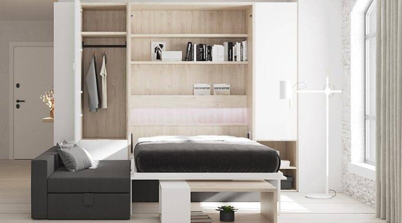 Cama abatible de matrimonio con sofá y chaiselongue - Imagen 3