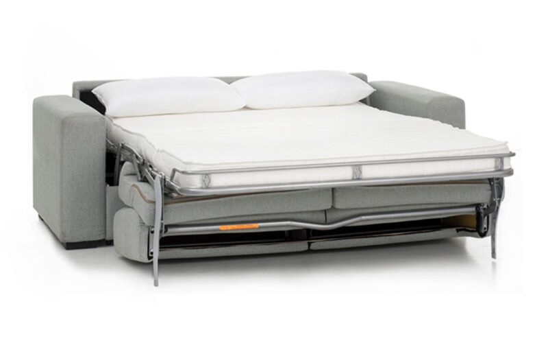 Sofá Cama 140x200 con Colchón Viscoelástico y Apertura Italiana para Espacios Pequeños. Diseño abierto.