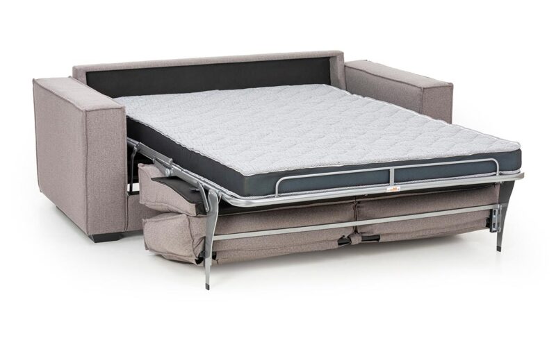 Sofá cama moderno con pestañas, somier plano de 140x200 cm, colchón viscoelástico de alta calidad, fácil apertura italiana, diseño minimalista y perfecto para uso diario en espacios modernos. Diseño abierto.