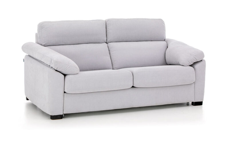 Sofá cama con respaldo ergonómico y brazo tipo siesta, apertura fácil, colchón cómodo y opciones viscoelásticas o de muelles. Diseño con perspectiva.