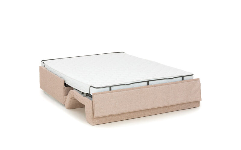 Sofá cama pequeño sin brazos, compacto de 140x190 cm, con colchón HR, ideal para hogar y hoteles, fácil de abrir y almacenar. Diseño abierto.