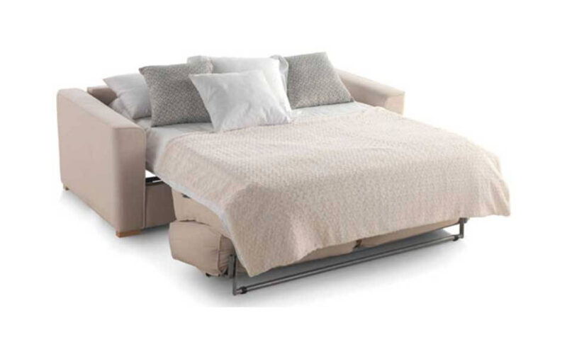 Sofá cama nórdico con colchón HR de alta densidad, diseño moderno y opción de chaiselongue, ideal para espacios cómodos y elegantes. Diseño abierto.