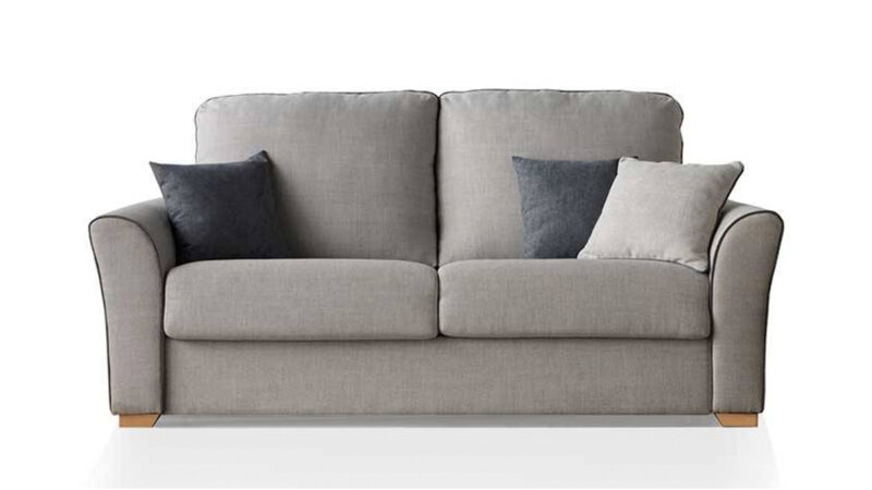 Sofá cama de matrimonio con colchón HR, diseño moderno y práctico, ideal para espacios funcionales. Diseño frontal