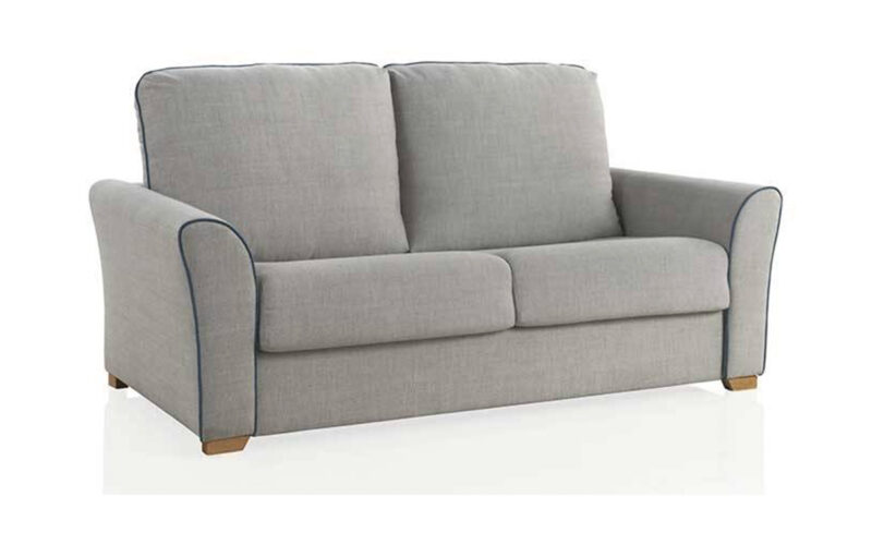 Sofá cama de matrimonio con colchón HR, diseño moderno y práctico, ideal para espacios funcionales. Diseño con perspectiva.