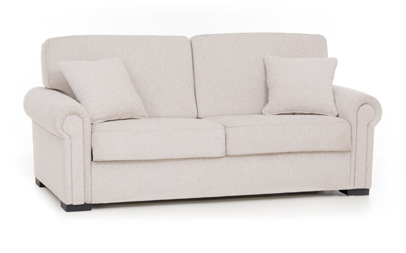 Sofá cama 140x190, colchón HR alta densidad, viscoelástico o látex, diseño clásico de alta calidad, fácil apertura y gran confort. Diseño con perspectiva