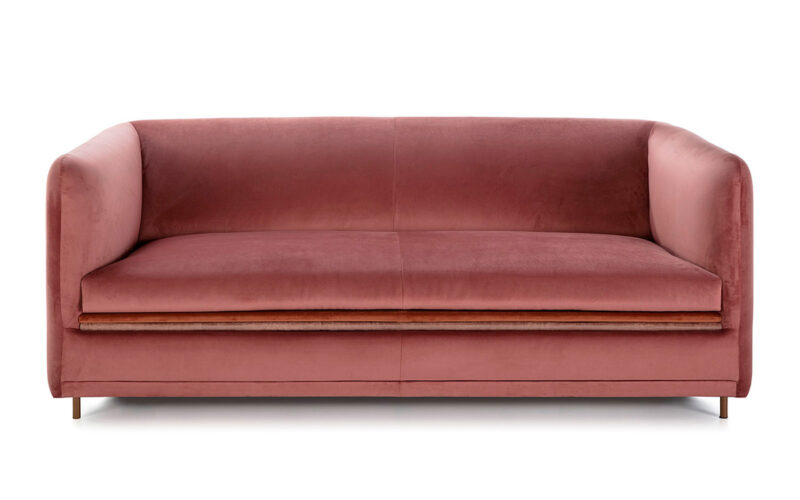 Sofá cama clásico atemporal de 140x190 cm, colchón viscoelástico de alta densidad, apertura italiana sin quitar almohadones. Diseño frontal.
