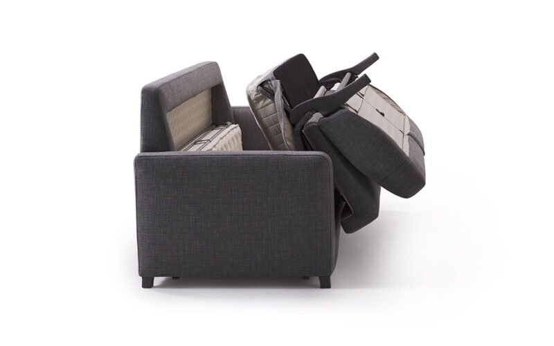 Sofá cama 180x200, colchón HR de alta densidad y látex, diseño italiano elegante, cómodo para uso diario, desenfundable, desmontable y fácil de abrir sin quitar almohadones. Diseño cerrado