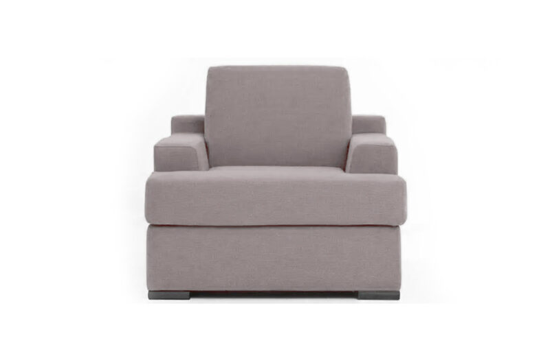 Sillón cama de 80x190 con fácil apertura, colchón HR y hueco para almohadas. Ideal para espacios pequeños. Diseño frontal.