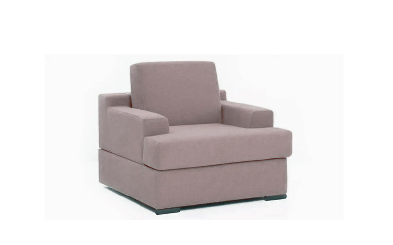 Sillón cama de 80x190 con fácil apertura, colchón HR y hueco para almohadas. Ideal para espacios pequeños. Diseño con perspectiva.