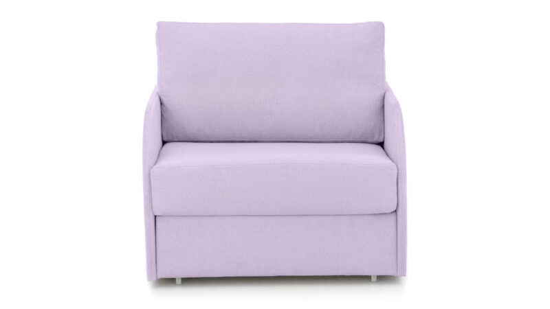 Sillón cama 80x190 con apertura italiana, colchón firme y brazo curvo, ideal para uso diario en espacios reducidos. Diseño frontal.