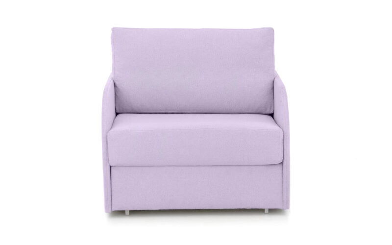 Sillón cama 80x190 con apertura italiana, colchón firme y brazo curvo, ideal para uso diario en espacios reducidos. Diseño frontal.