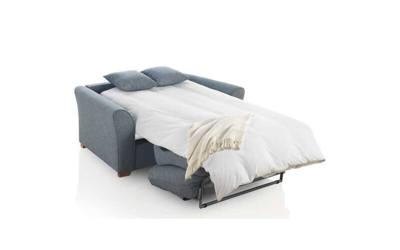 Sofá cama clásico con respaldo mullido, colchón HR y diseño compacto para uso diario en salitas o cuartos de estar. Diseño abierto.